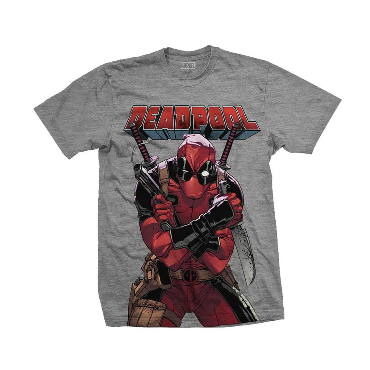 Marvel Deadpool \'Big Print\' (Grey) T-Shirt