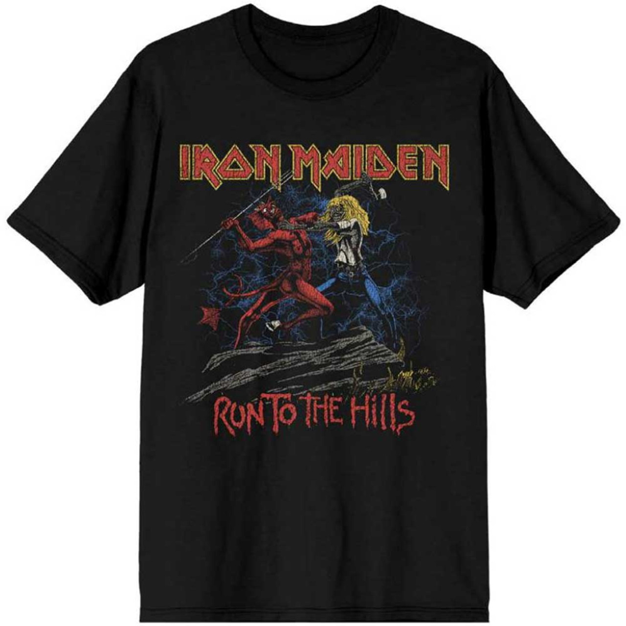 Iron Maiden 'Number Of The Beast Run To The Hills Distressed' (Black) T-Shirt
