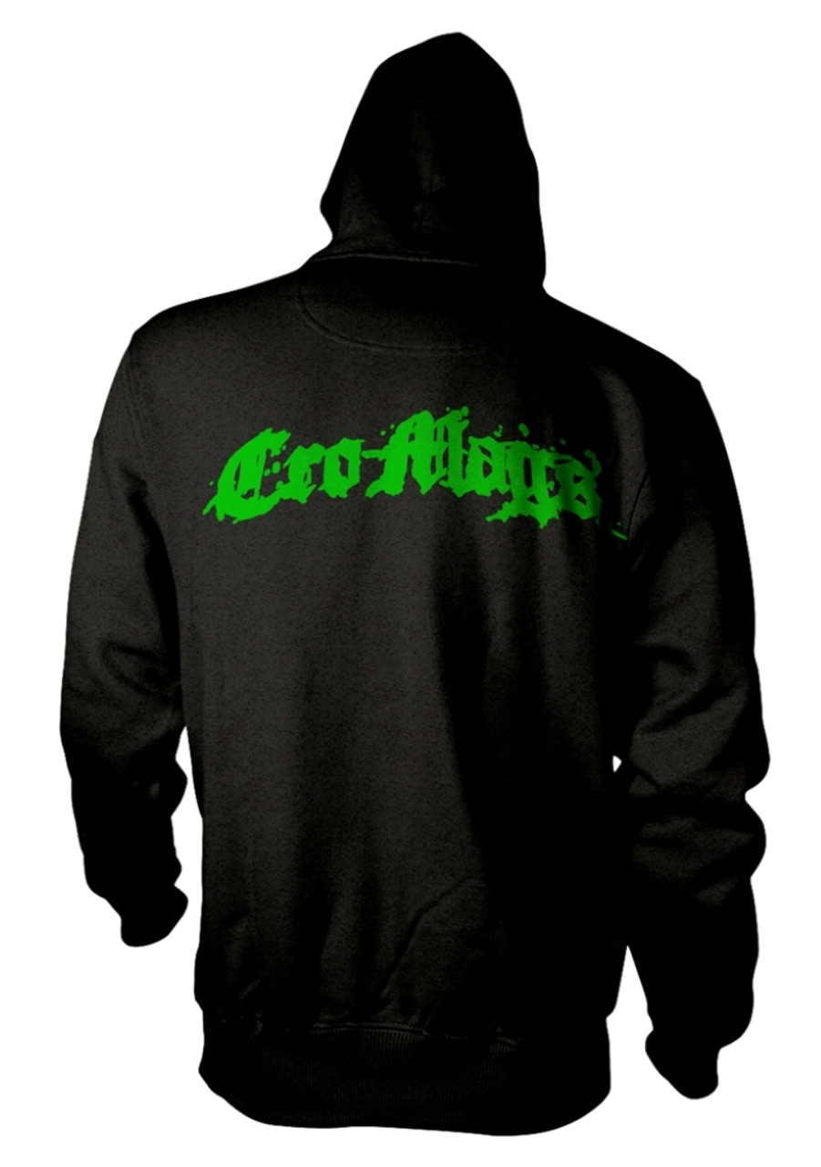 Cro-Mags 'Green Logo' (Black) Zip Up Hoodie Back