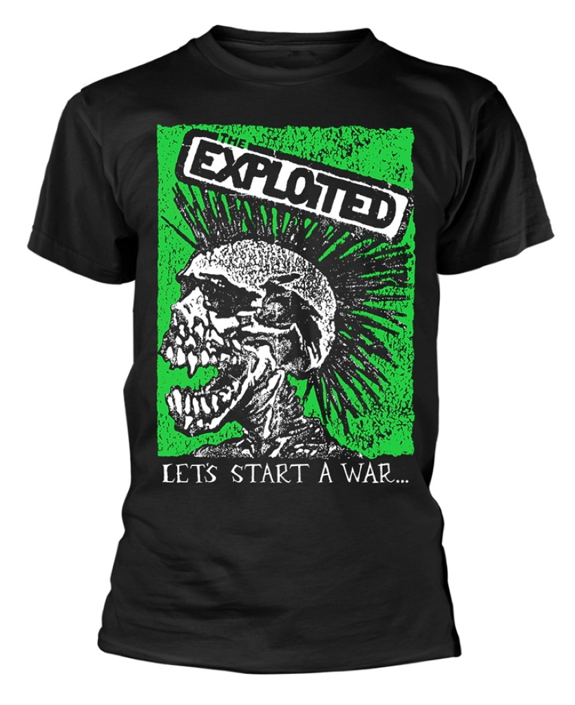 The Exploited 'Let's Start A War Skull' (Black) T-Shirt