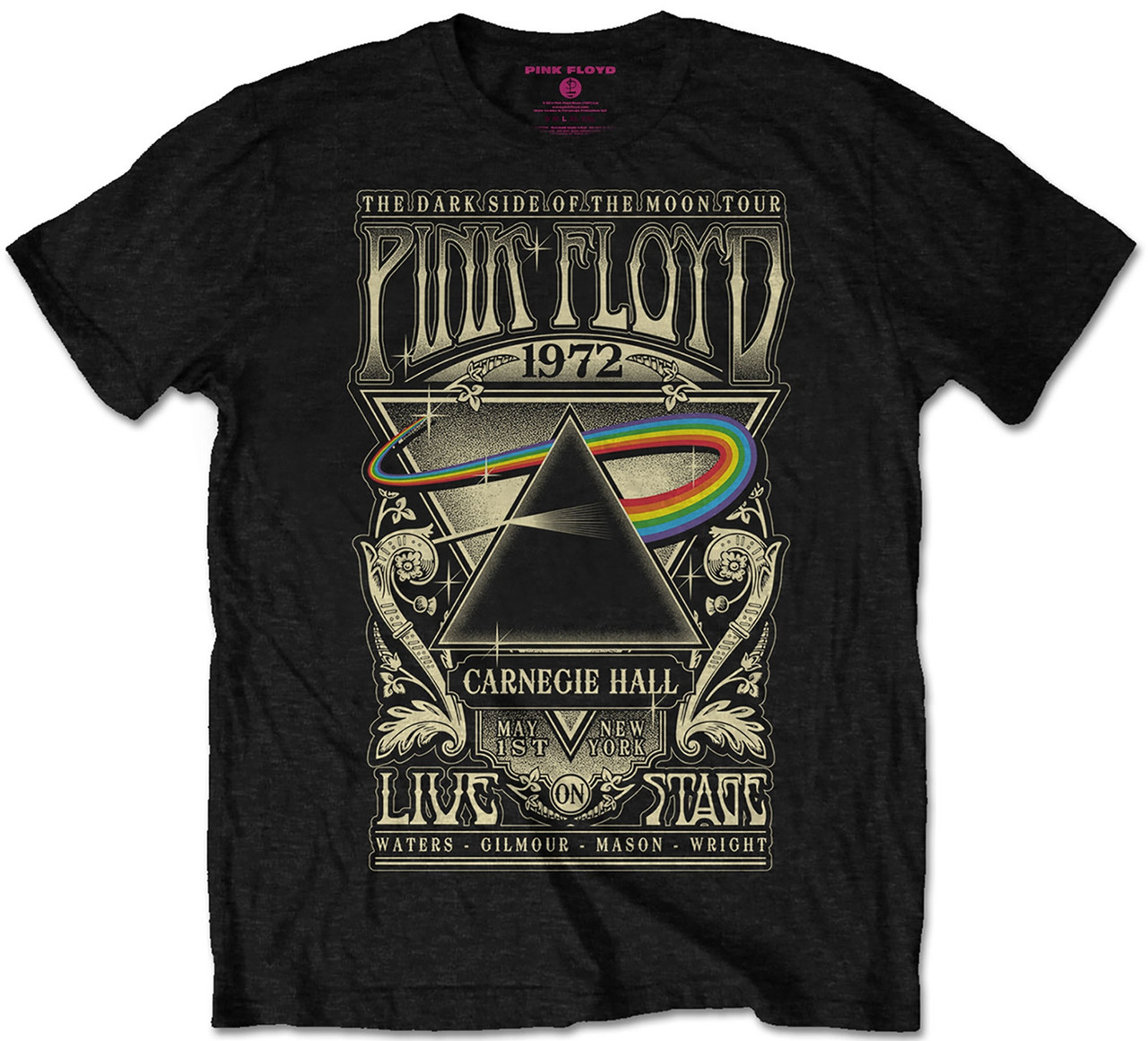 Pink Floyd 'Carnegie Hall Poster' (Black) T-Shirt (Plus Sizing)