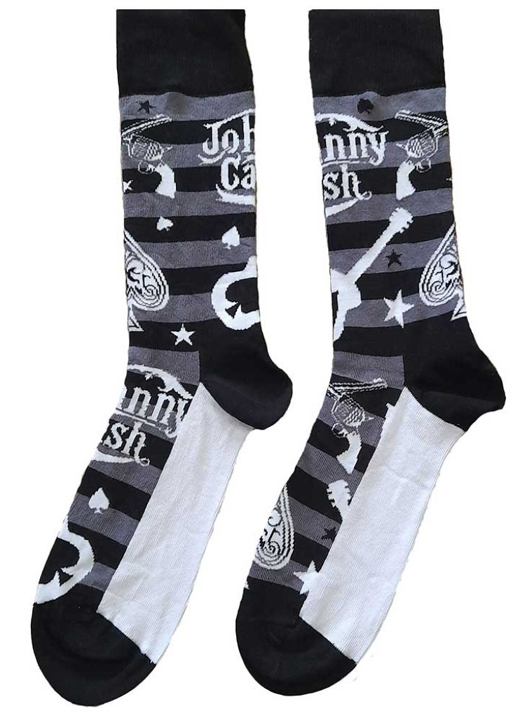 Johnny Cash 'Guitars N Guns Stripes' (Multicoloured) Socks (One Size = UK 7-11)