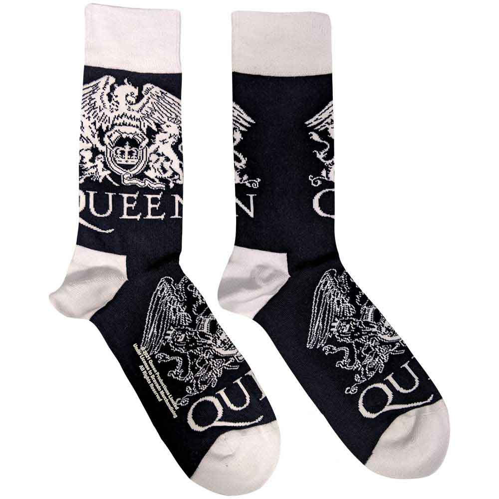 Queen 'White Crests' (Navy Blue) Socks (One Size = UK 7-11)