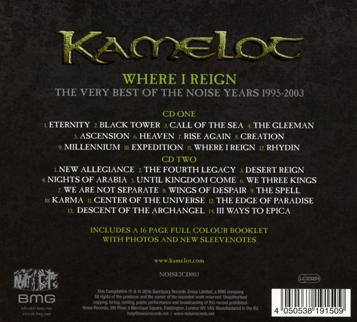 Kamelot 'Where I Reign: The Very Best of the Noise Years 1995-2003' 2CD