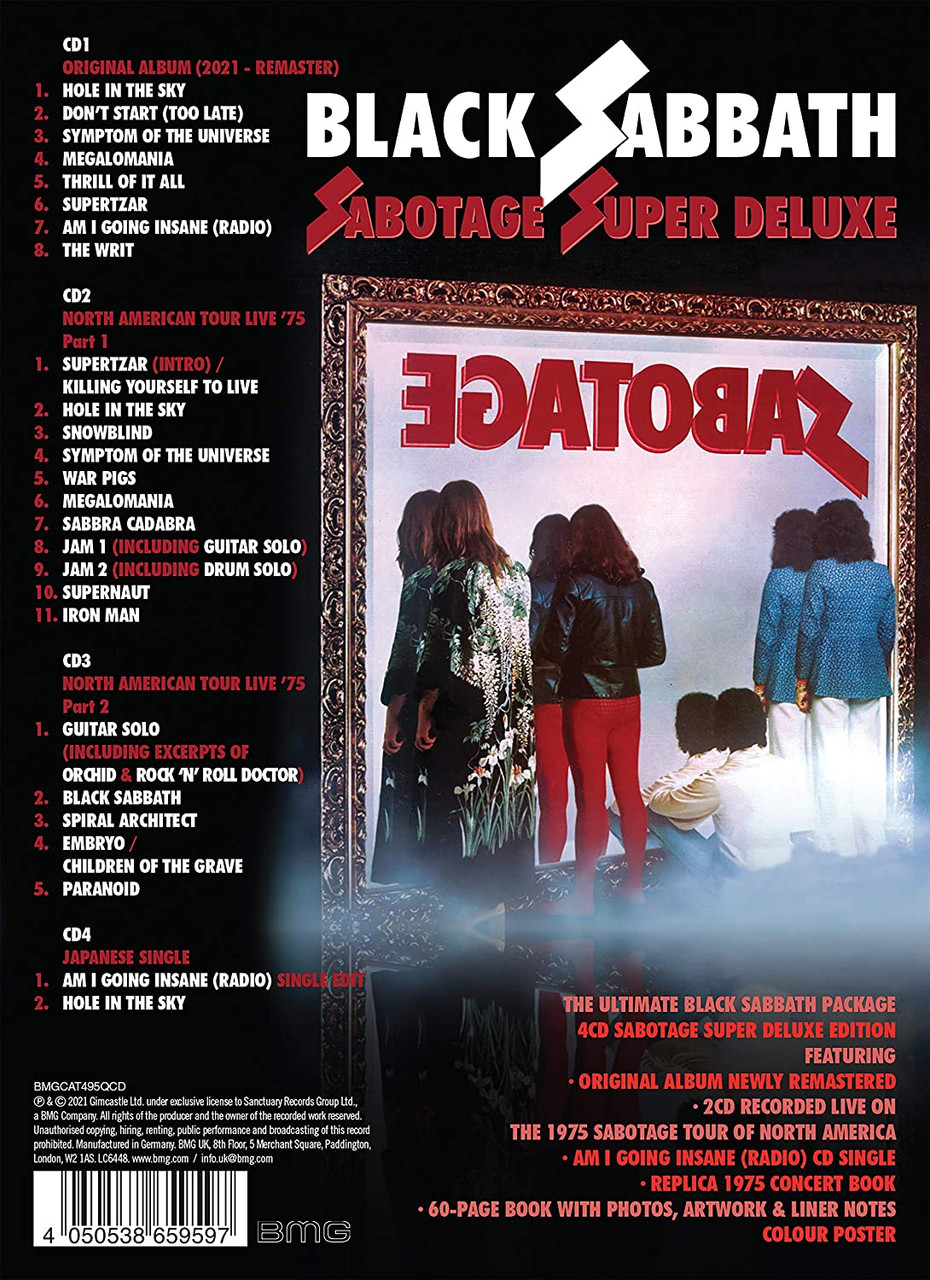 Black Sabbath 'Sabotage' 4CD Super Deluxe Edition Box Set