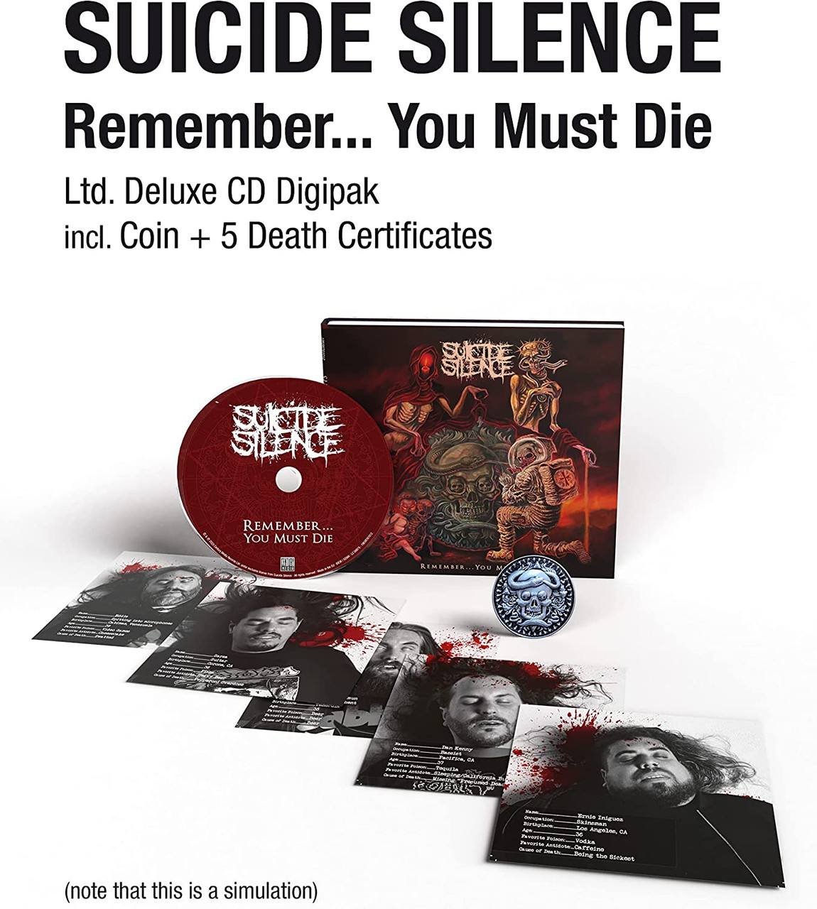 Suicide Silence 'Remember... You Must Die' CD Deluxe Digipack + Coin