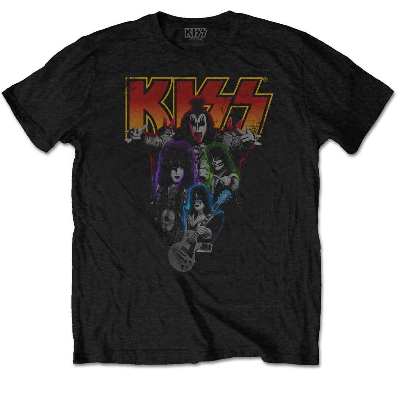 Kiss 'Neon Band' (Black) T-shirt