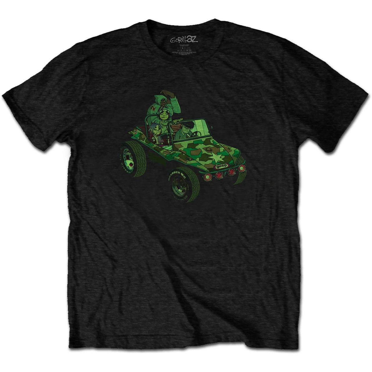Gorillaz 'Group Green Geep' (Black) T-Shirt