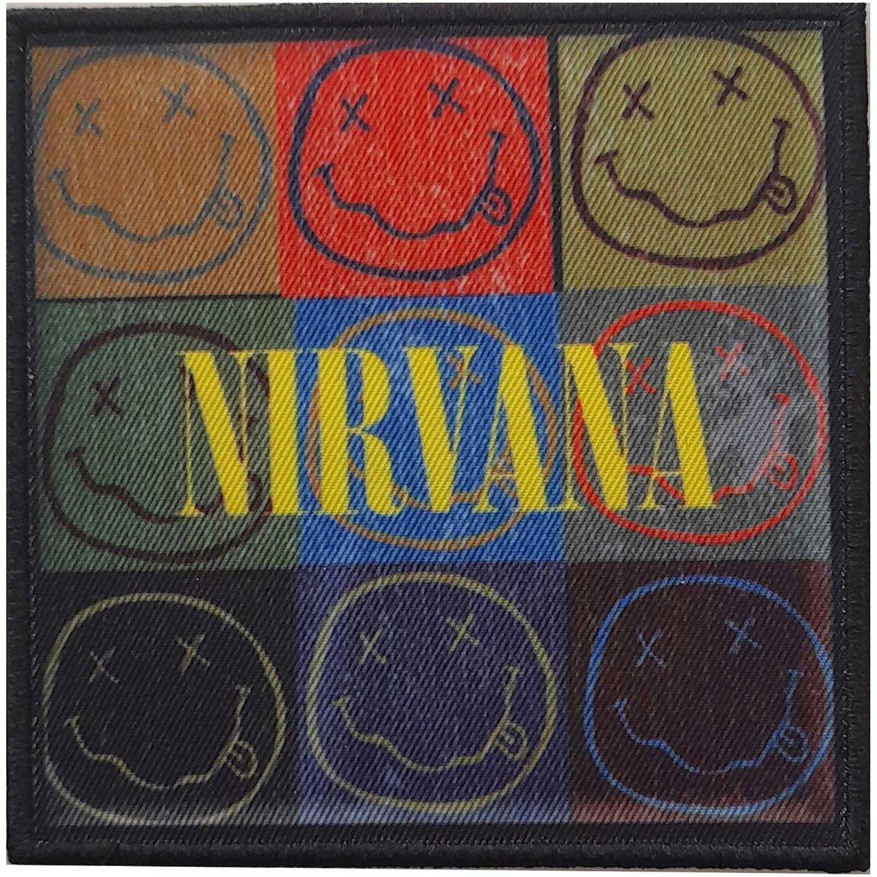 Nirvana 'Distressed Happy Face Blocks' (Iron On) Patch