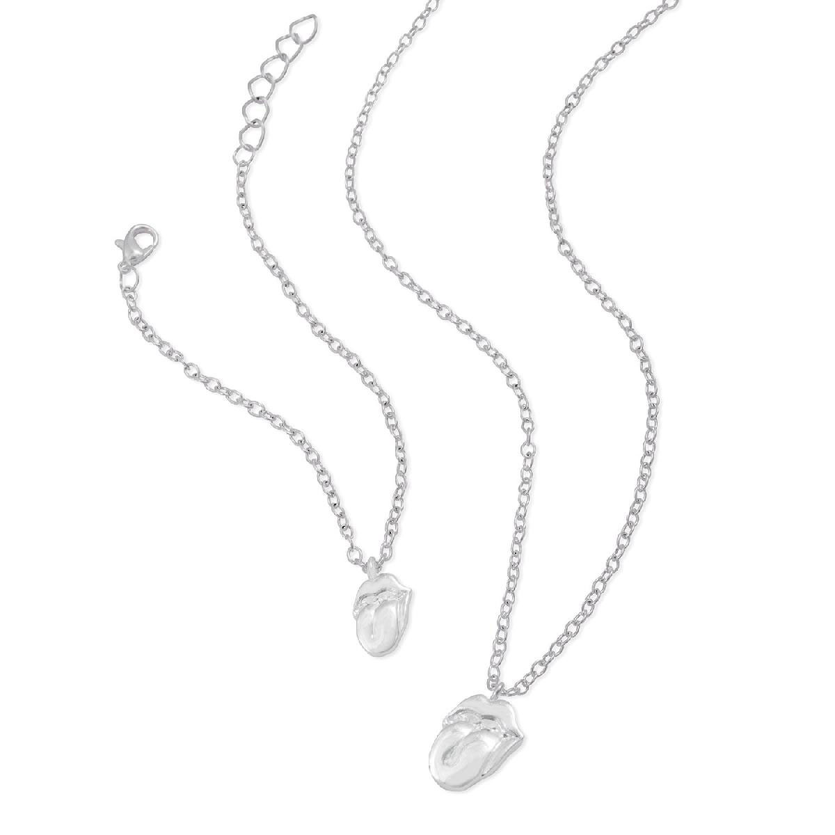 The Rolling Stones 'Silver Tongue' Necklace & Bracelet Set