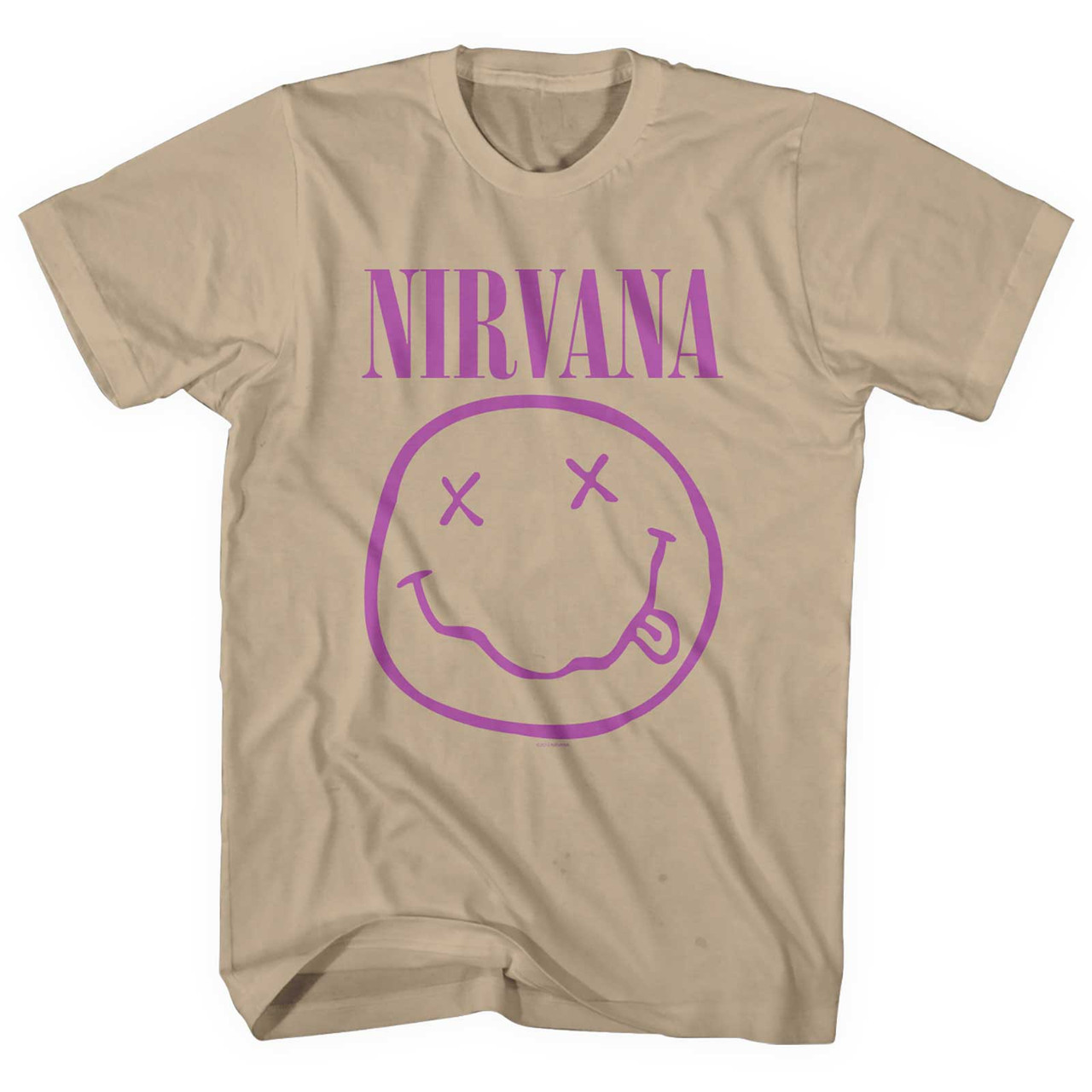 Nirvana 'Purple Happy Face' (Sand) T-Shirt