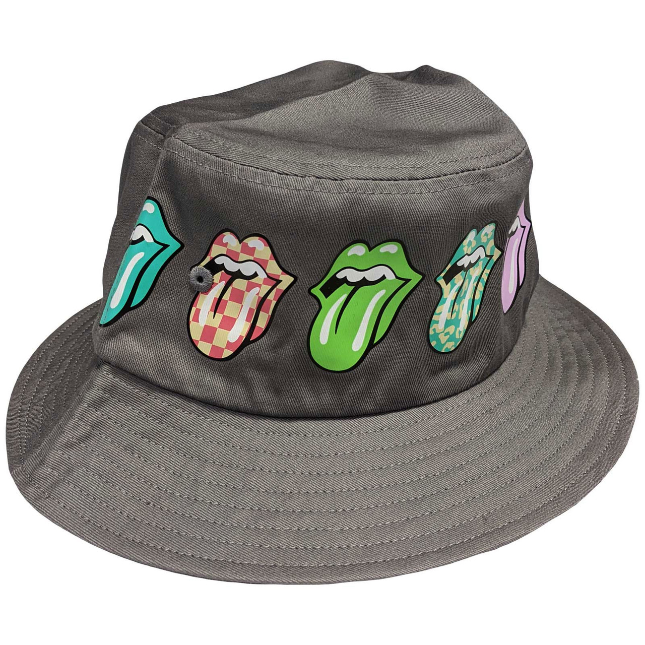 The Rolling Stones 'Multi-Tongue' (Grey) Bucket Hat