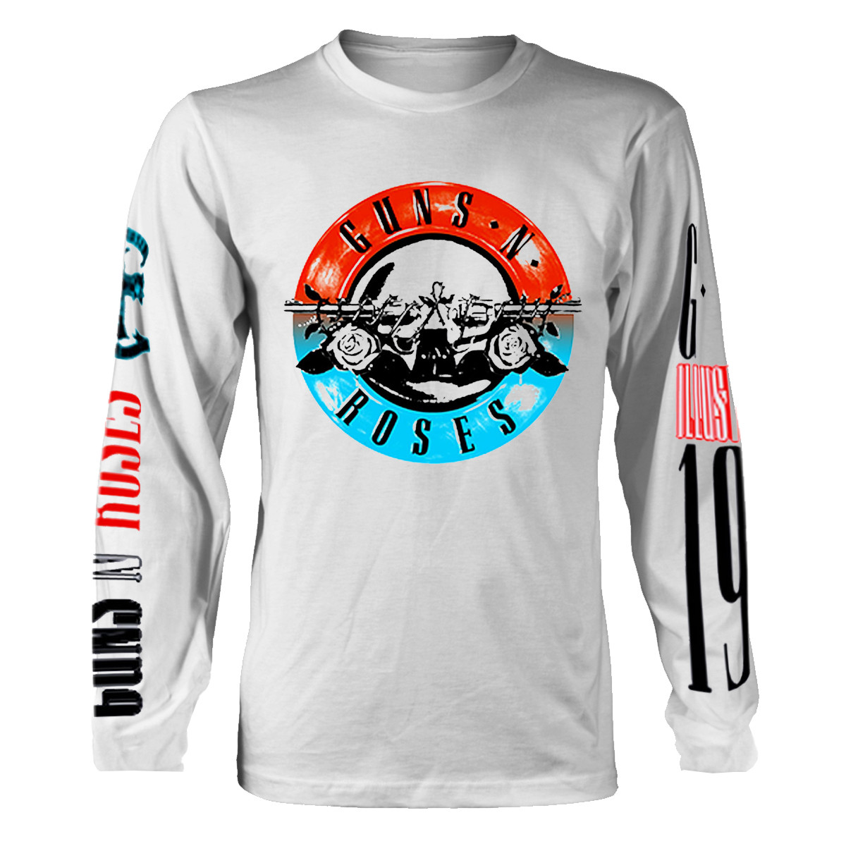 Guns N' Roses 'Motorcross Logo' (White) Long Sleeve Shirt