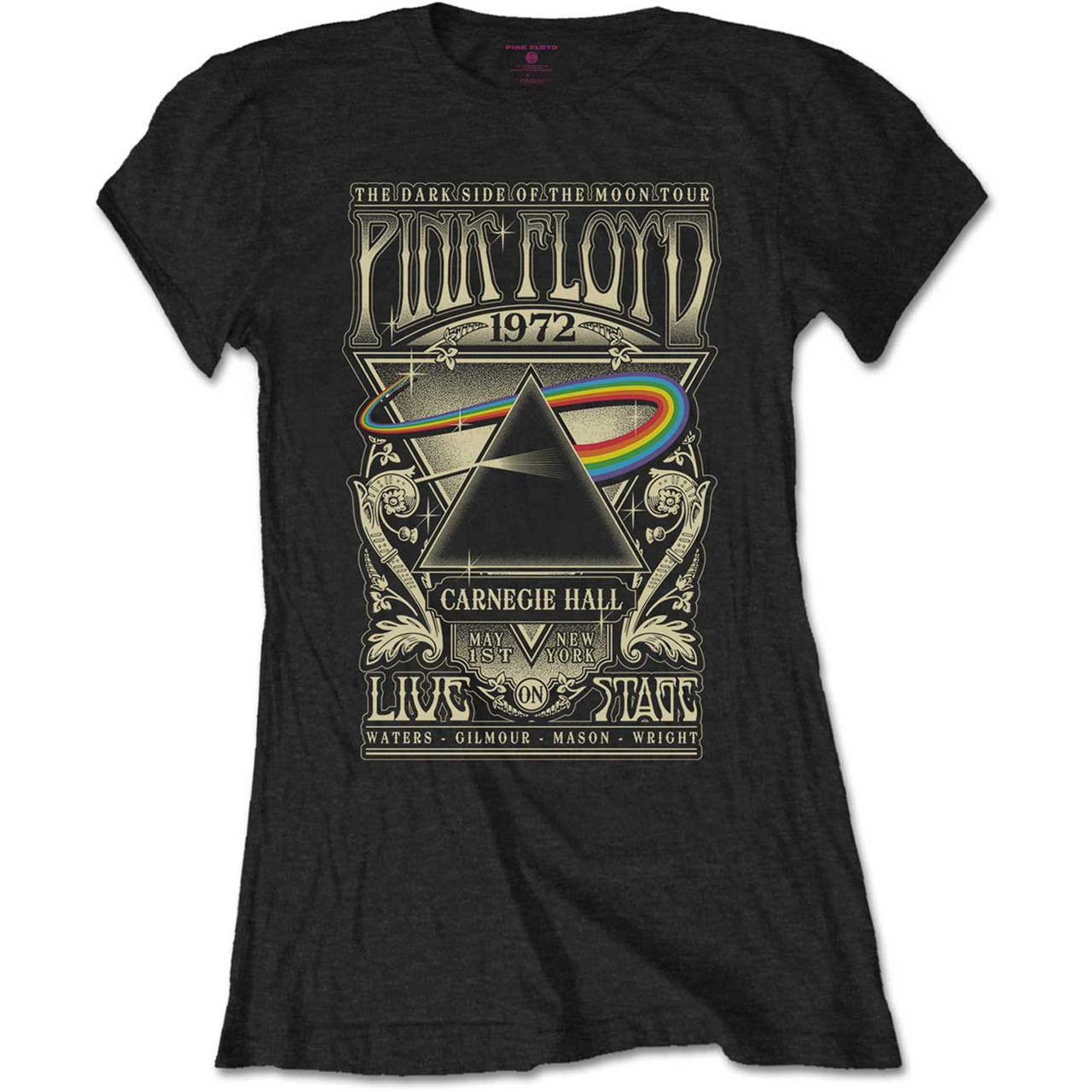 Pink Floyd 'Carnegie Hall Poster' (Black) Womens Fitted T-Shirt