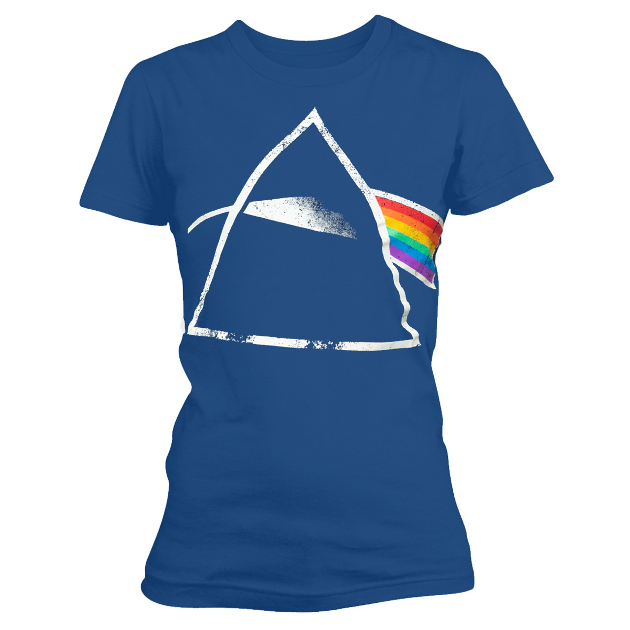 Pink Floyd 'Dark Side of the Moon Back Print' (Blue) Womens Fitted T-Shirt