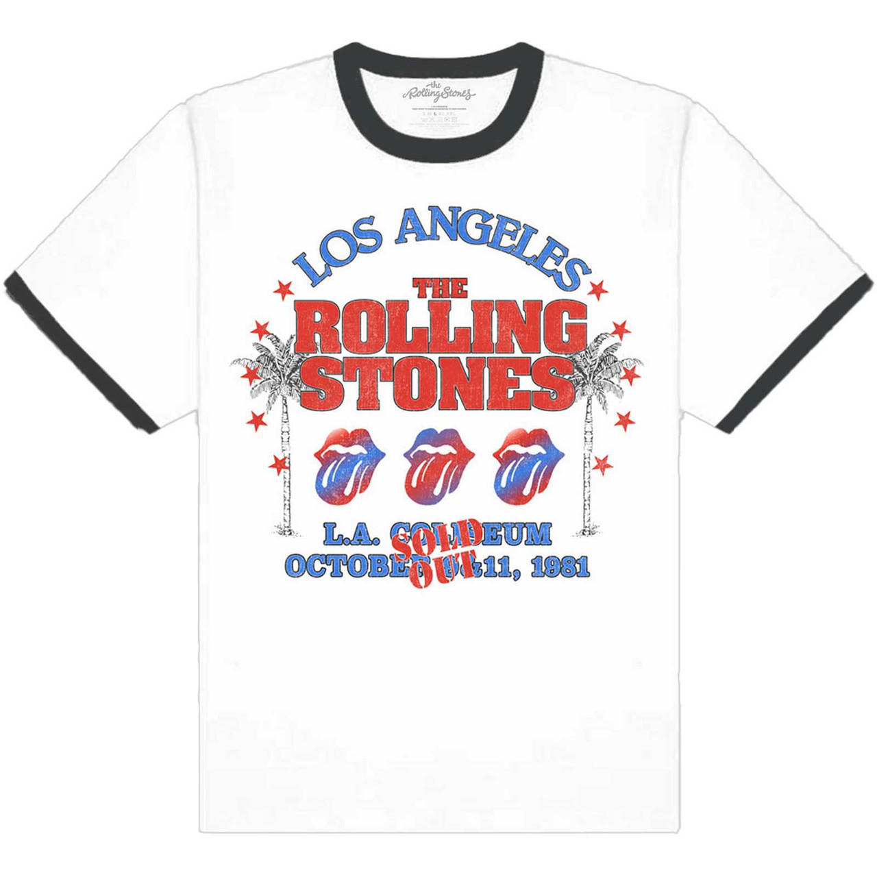 The Rolling Stones 'American LA Tour' (White) Ringer T-Shirt