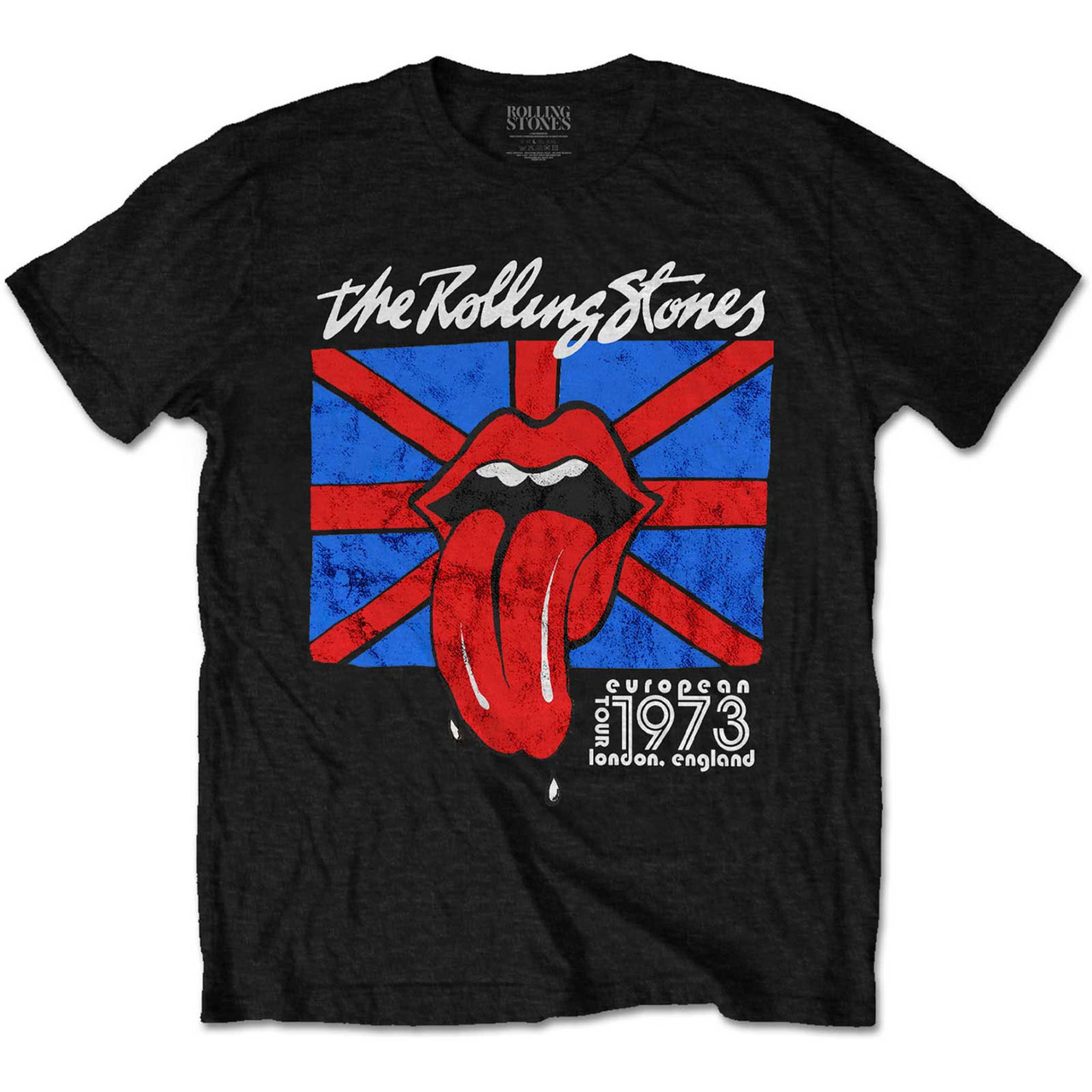 The Rolling Stones 'London European 73' (Black) T-Shirt Front