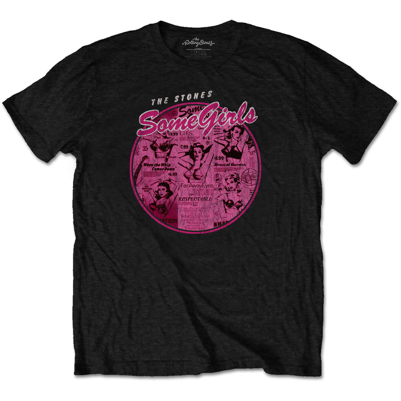 The Rolling Stones 'Some Girls Circle V.2' (Black) T-Shirt
