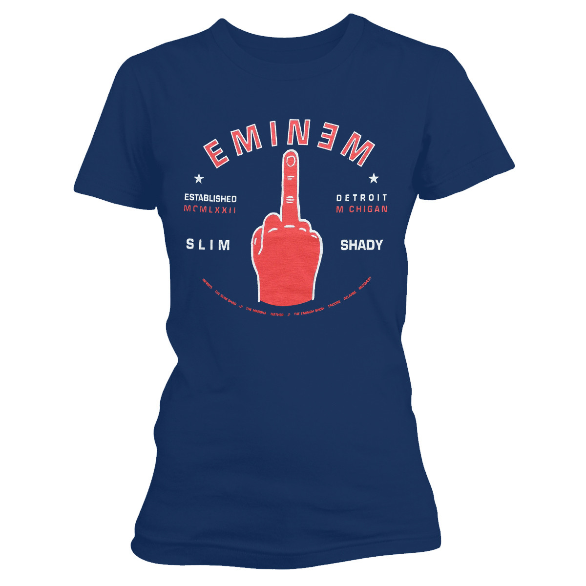 Eminem 'Detroit Finger' (Navy) Womens Fitted T-Shirt