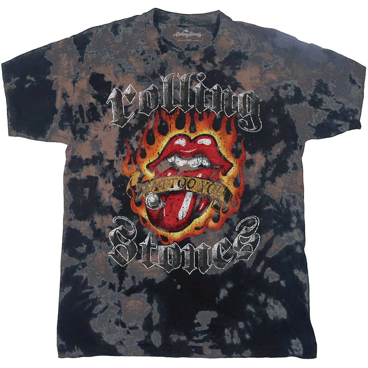 The Rolling Stones 'Tattoo Flames' (Dip-Dye) Kids T-Shirt