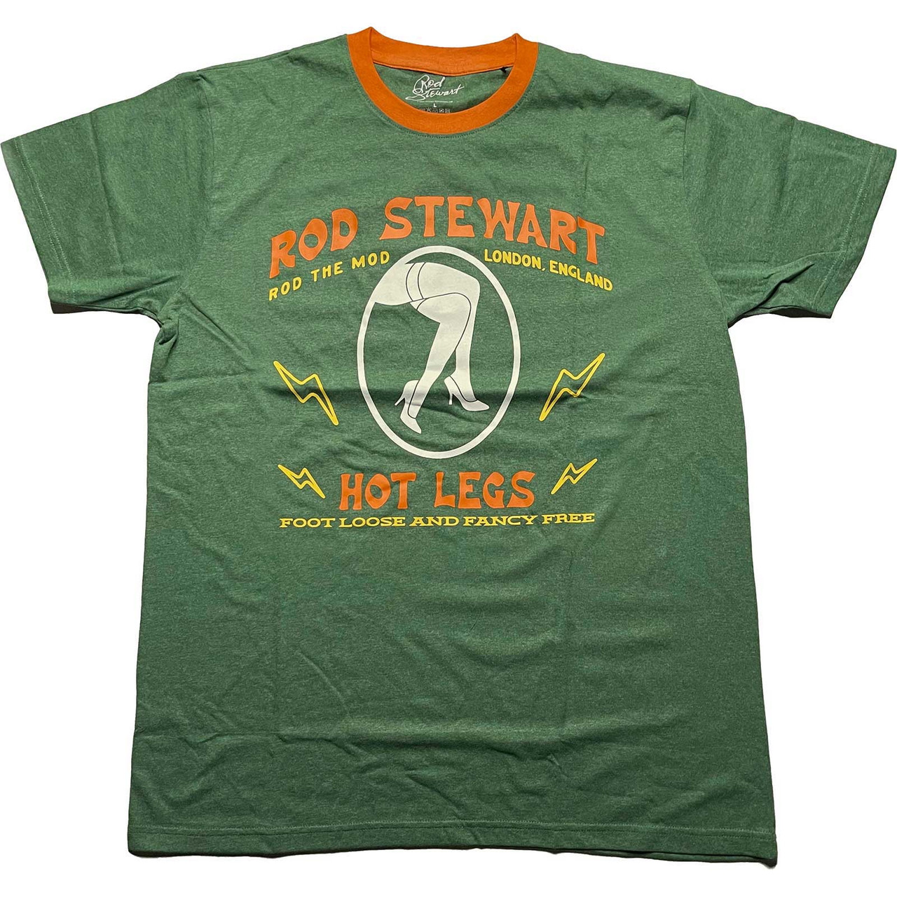 Rod Stewart 'Hot Legs' (Green) Ringer T-Shirt