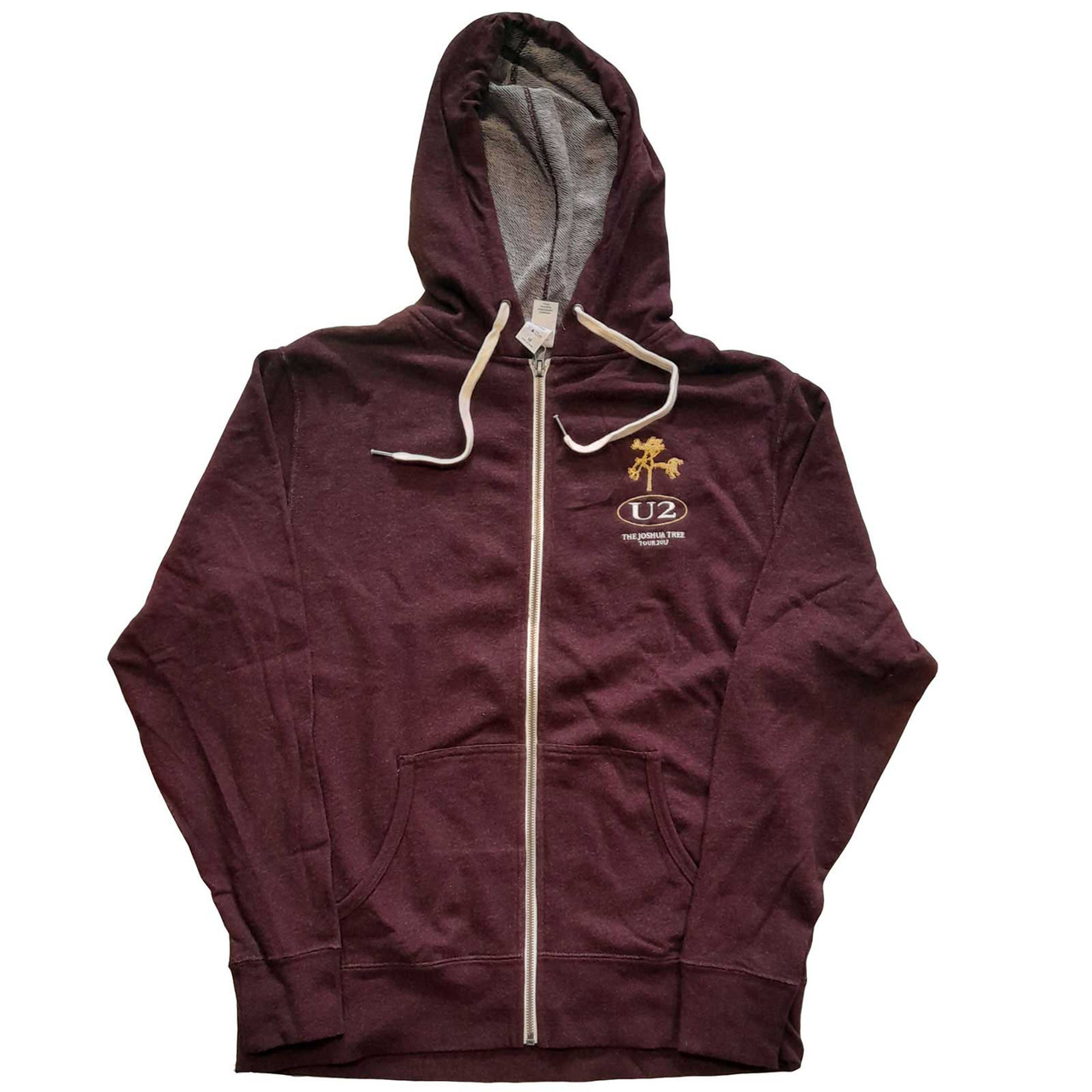 U2 'Joshua Tree 2017' (Maroon) Zip Up Hoodie