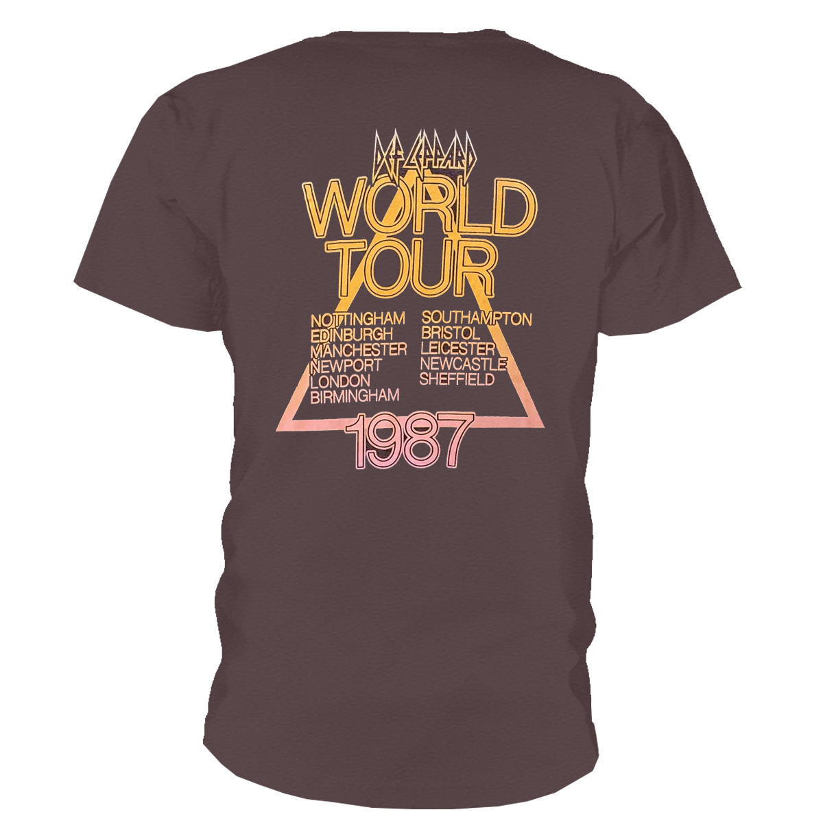 Def Leppard 'Hysteria World Tour' (Brown) T-Shirt Ã‚Â¦ Eyesore Merch