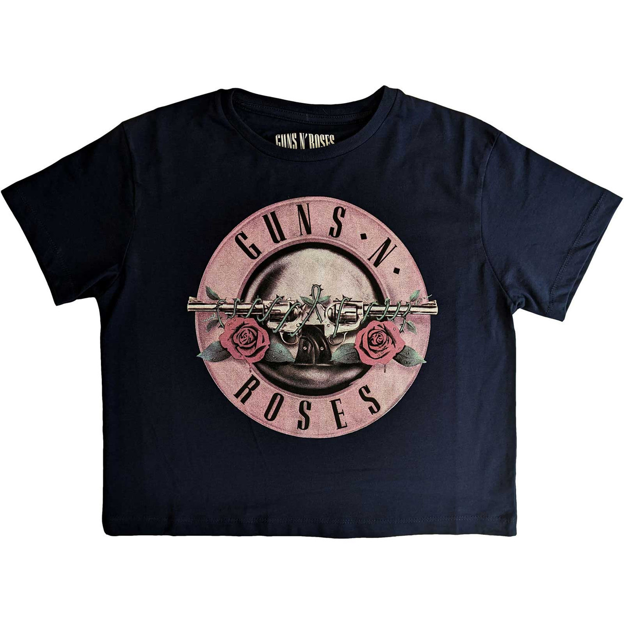 Guns N' Roses 'Classic Logo' (Navy) Womens Crop Top