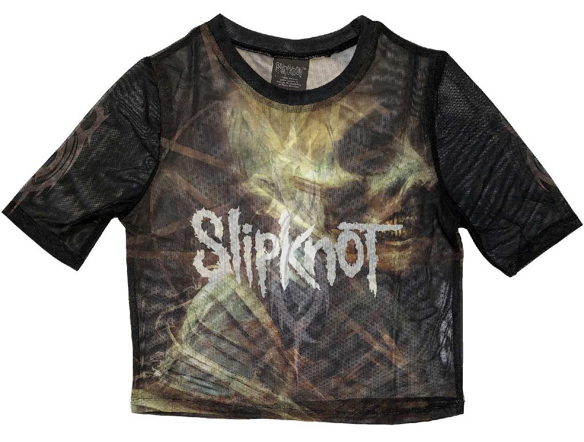 Slipknot 'TESF Profile' (Black) Womens Mesh Crop Top