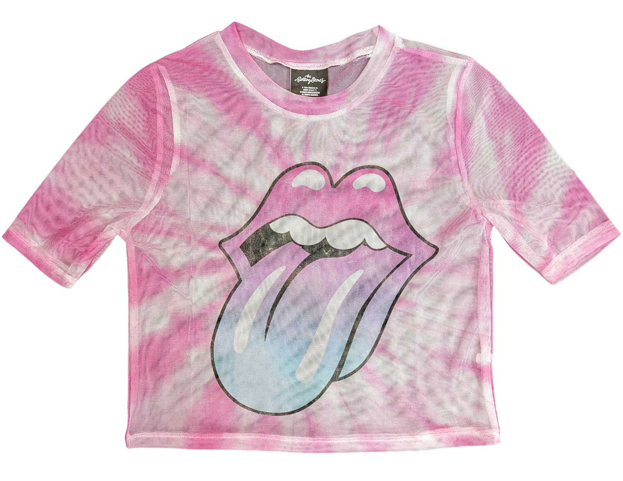 The Rolling Stones 'Gradient Tongue' (Multicoloured) Womens Mesh Crop Top