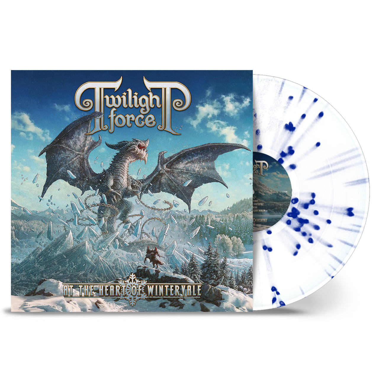 Twilight Force 'At The Heart Of Wintervale' LP White Blue Splatter Vinyl