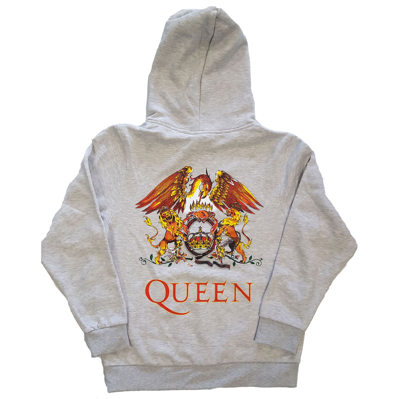 Queen 'Classic Crest' (Grey) Zip Up Hoodie BACK