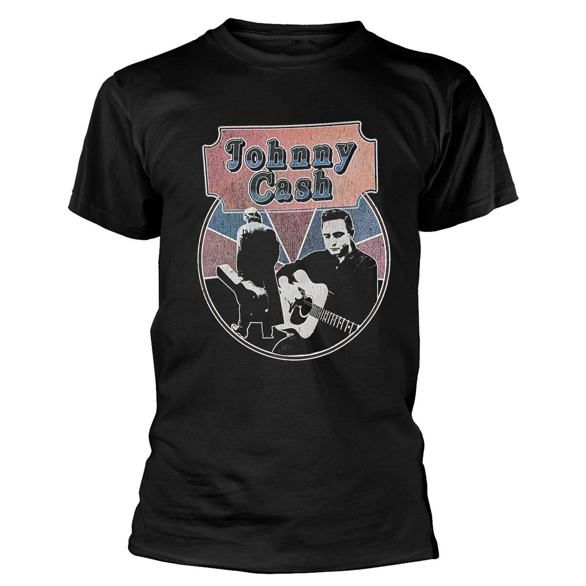 Johnny Cash 'Walking Guitar & Front On' (Black) T-Shirt