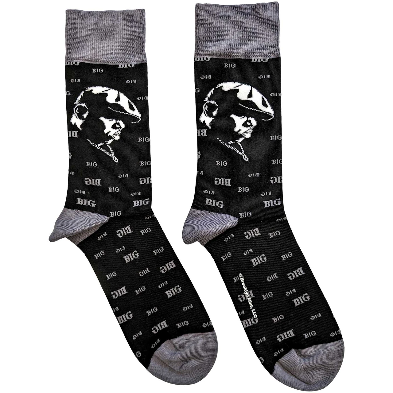Notorious B.I.G 'Side Portrait' (Black & Grey) Socks (One Size = UK 7-11) SIDE2