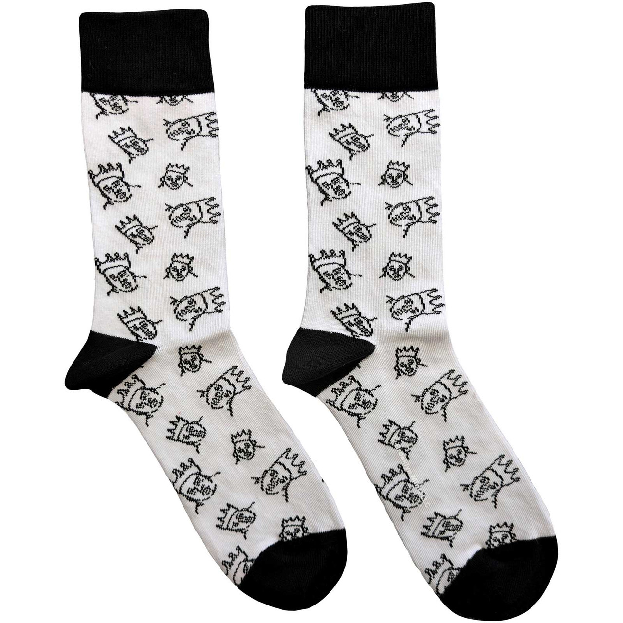 Notorious B.I.G 'Hand-Drawn' (White & Black) Socks (One Size = UK 7-11) SIDE2