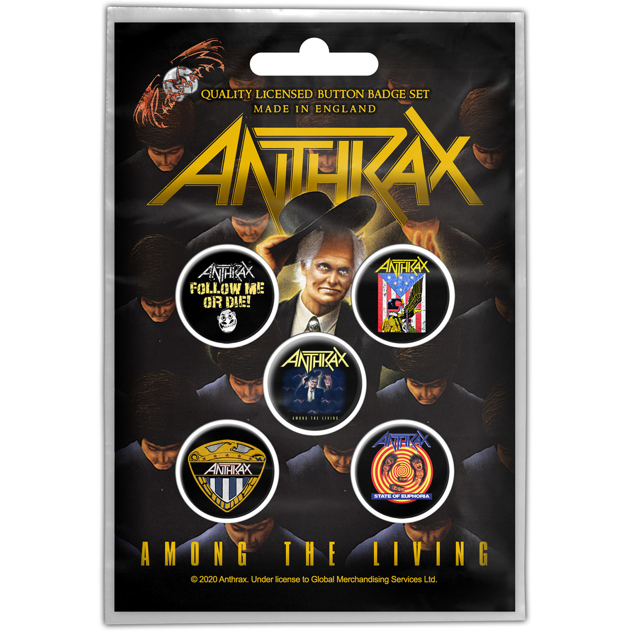 Anthrax 'Among the Living' Button Badge Pack
