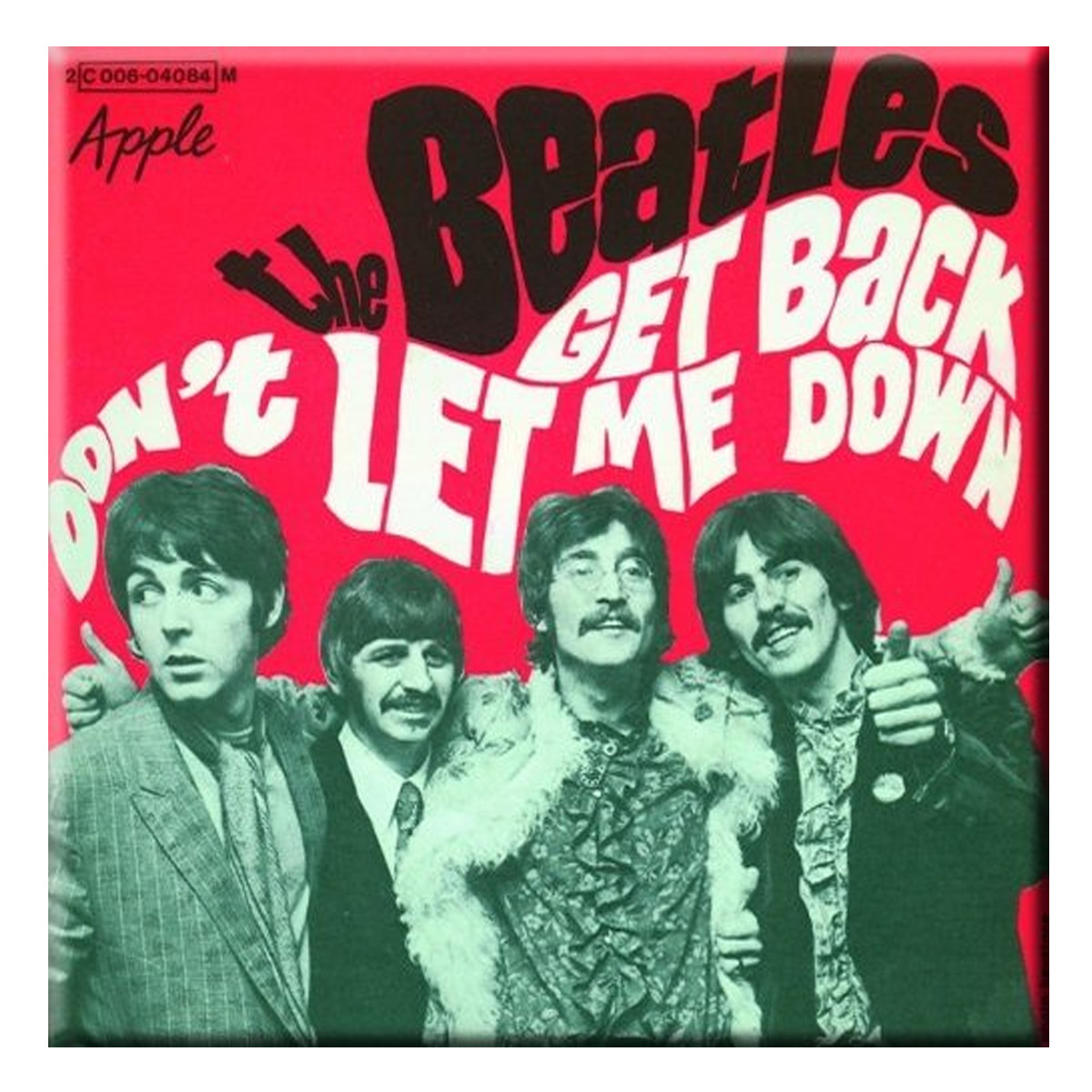 The Beatles 'Get Back/Don't Let Me Down (Red)' Fridge Magnet