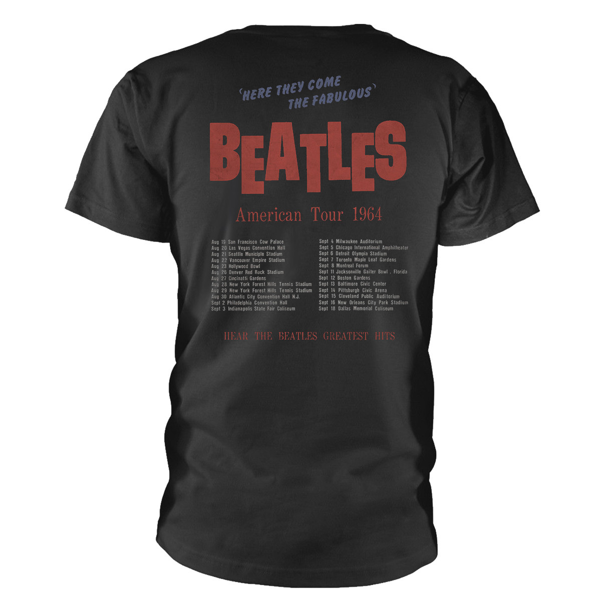 The Beatles 'American Tour 1964 BP' (Black) T-Shirt