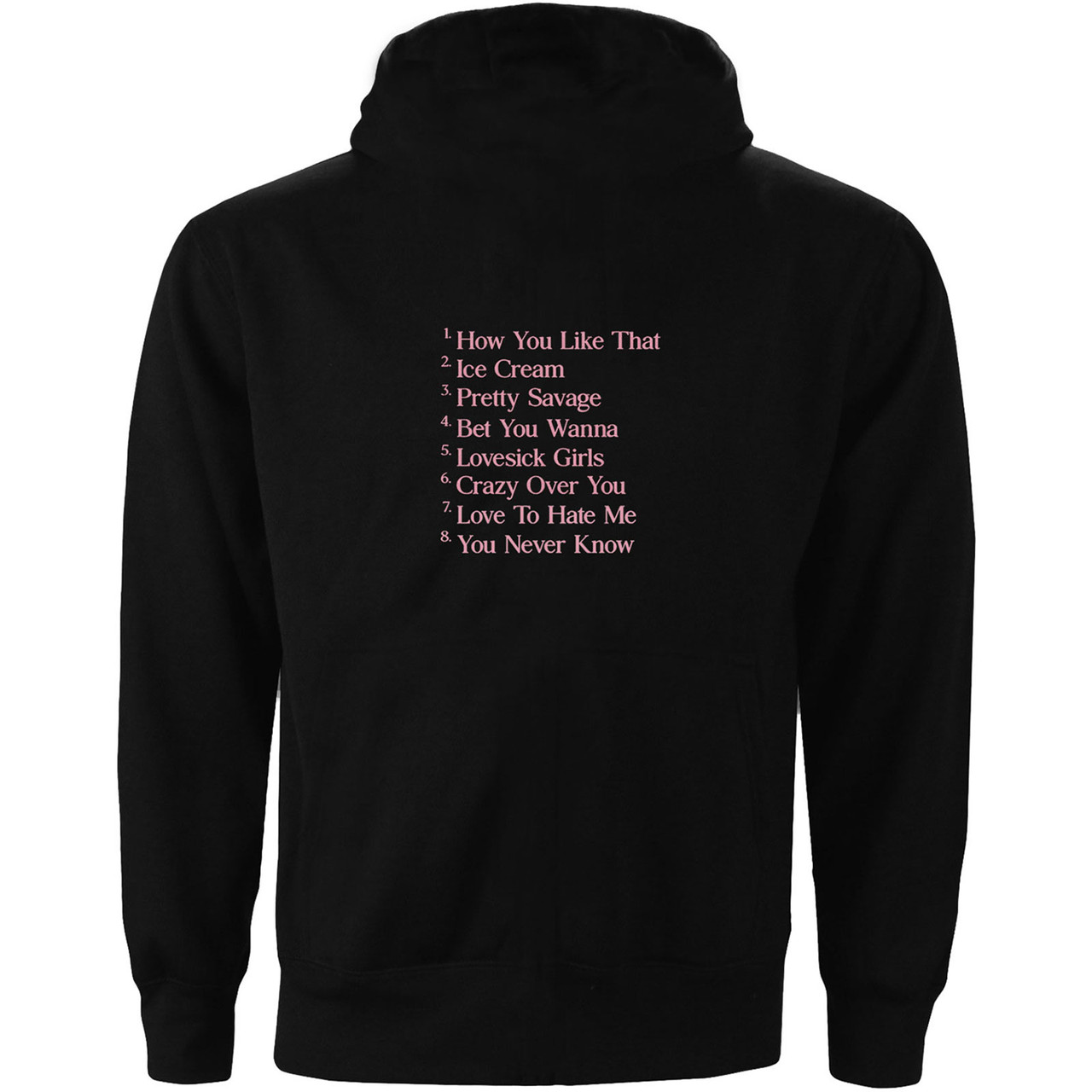 Blackpink 'The Album Tracklist' (Black) Pull Over Hoodie BACK