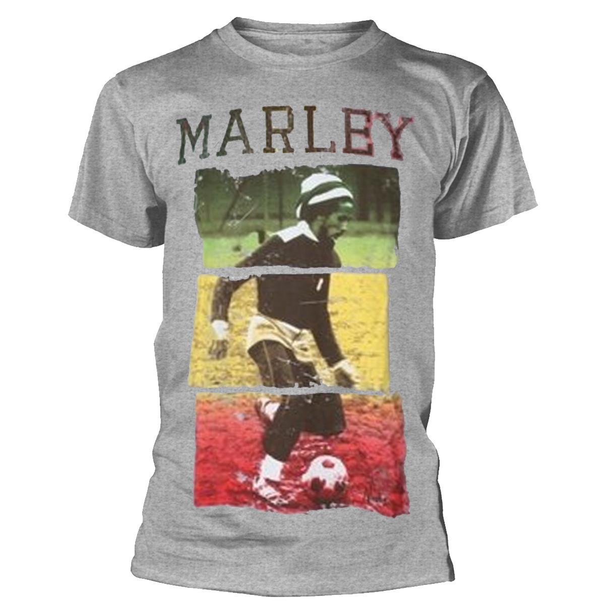 Bob Marley 'Football Text' (Grey) T-Shirt