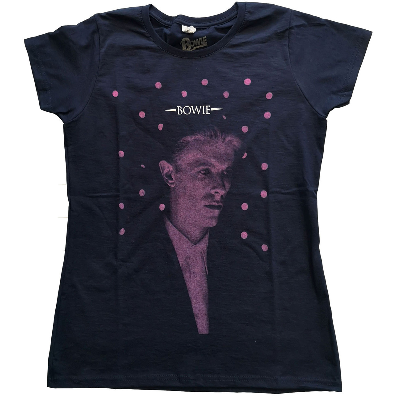 David Bowie 'Dots' (Navy) Womens Fitted T-Shirt
