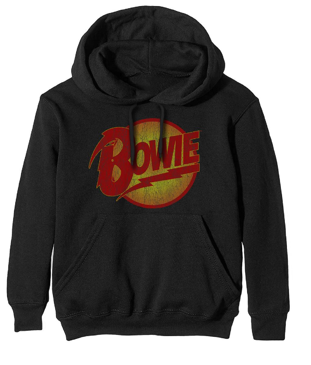David Bowie 'Vintage Diamond Dogs Logo' (Black) Pull Over Hoodie