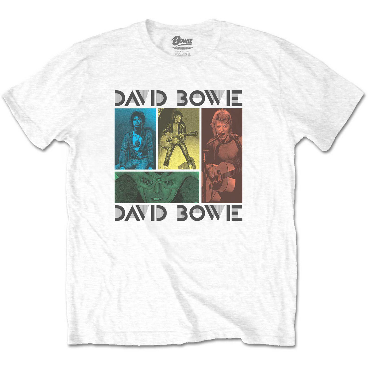 David Bowie 'Mick Rock Photo Collage' (White) T-Shirt
