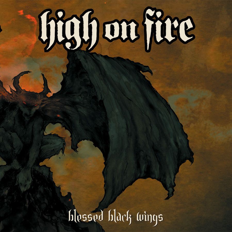 High on Fire 'Blessed Black Wings' 2LP Aqua Blue Halloween Orange Galaxy Merge Vinyl