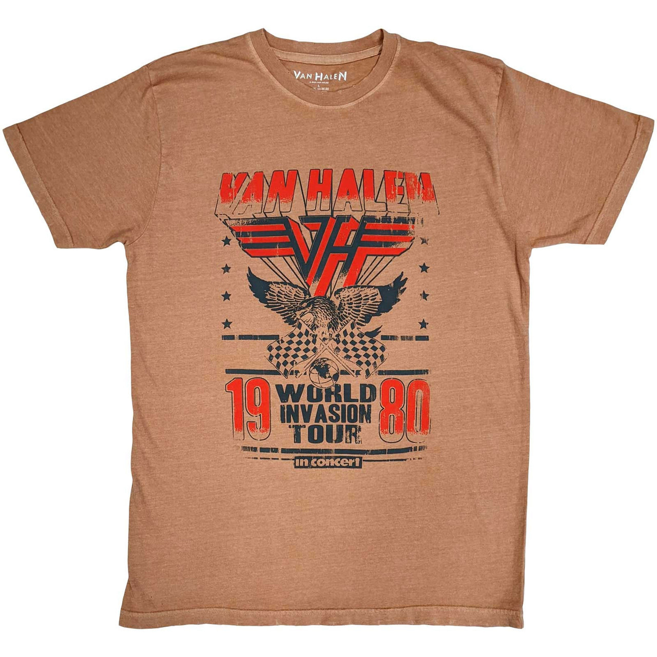 Van Halen 'World Invasion Distressed' (Brown) T-Shirt | Eyesore Merch