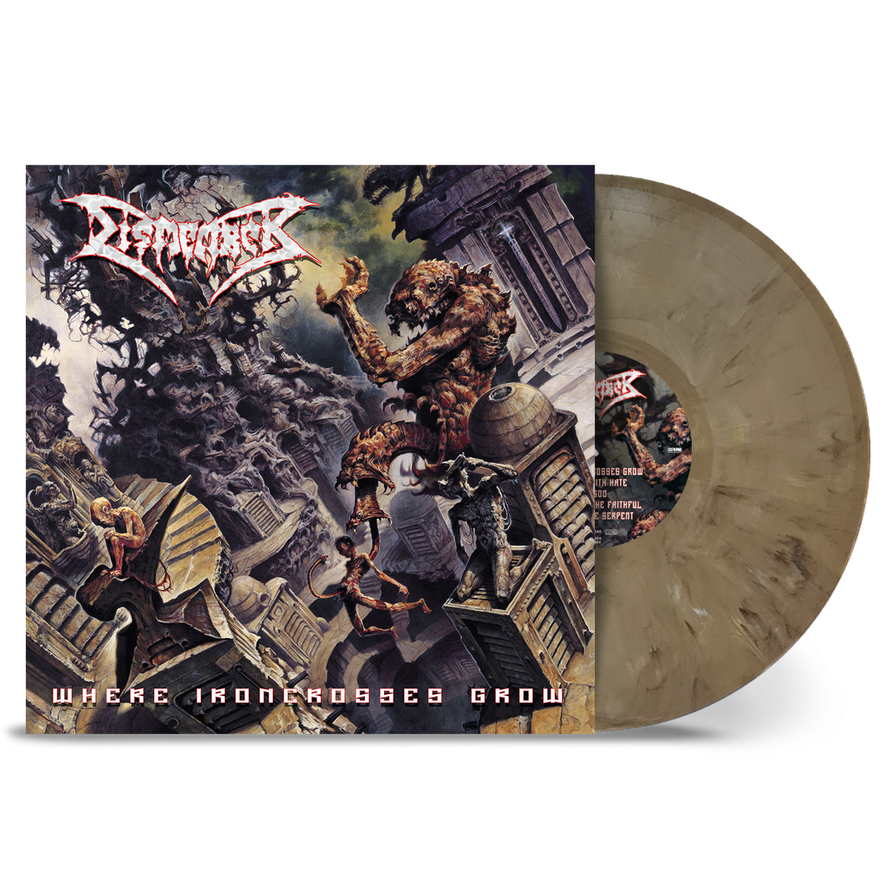 Dismember 'Where Ironcrosses Grow' LP Sand Marble Vinyl