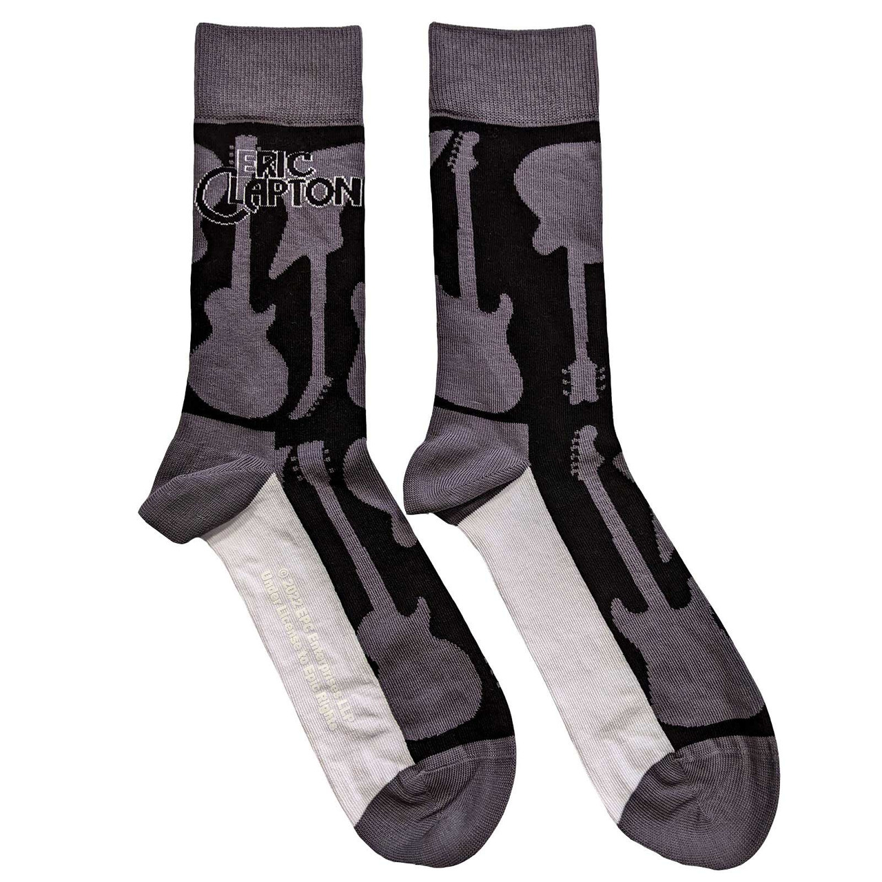 Eric Clapton 'Guitars' (Grey) Socks (One Size = UK 7-11)