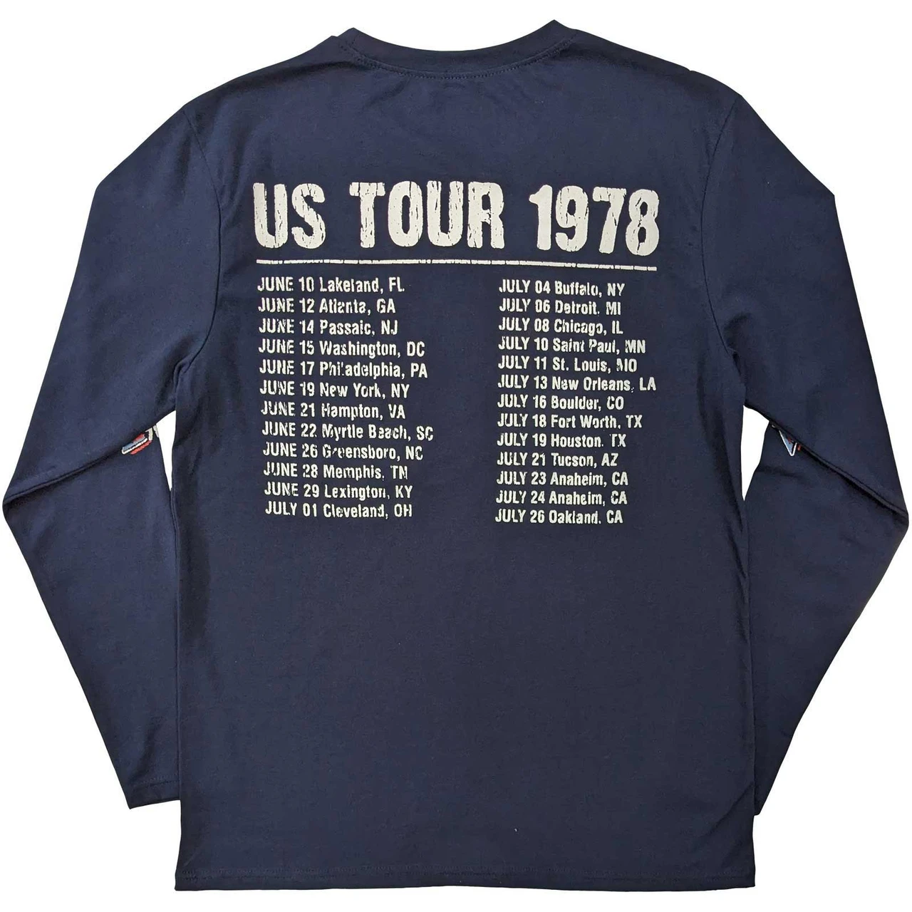 The Rolling Stones 'US Tour '78' (Blue) Long Sleeve Shirt BACK