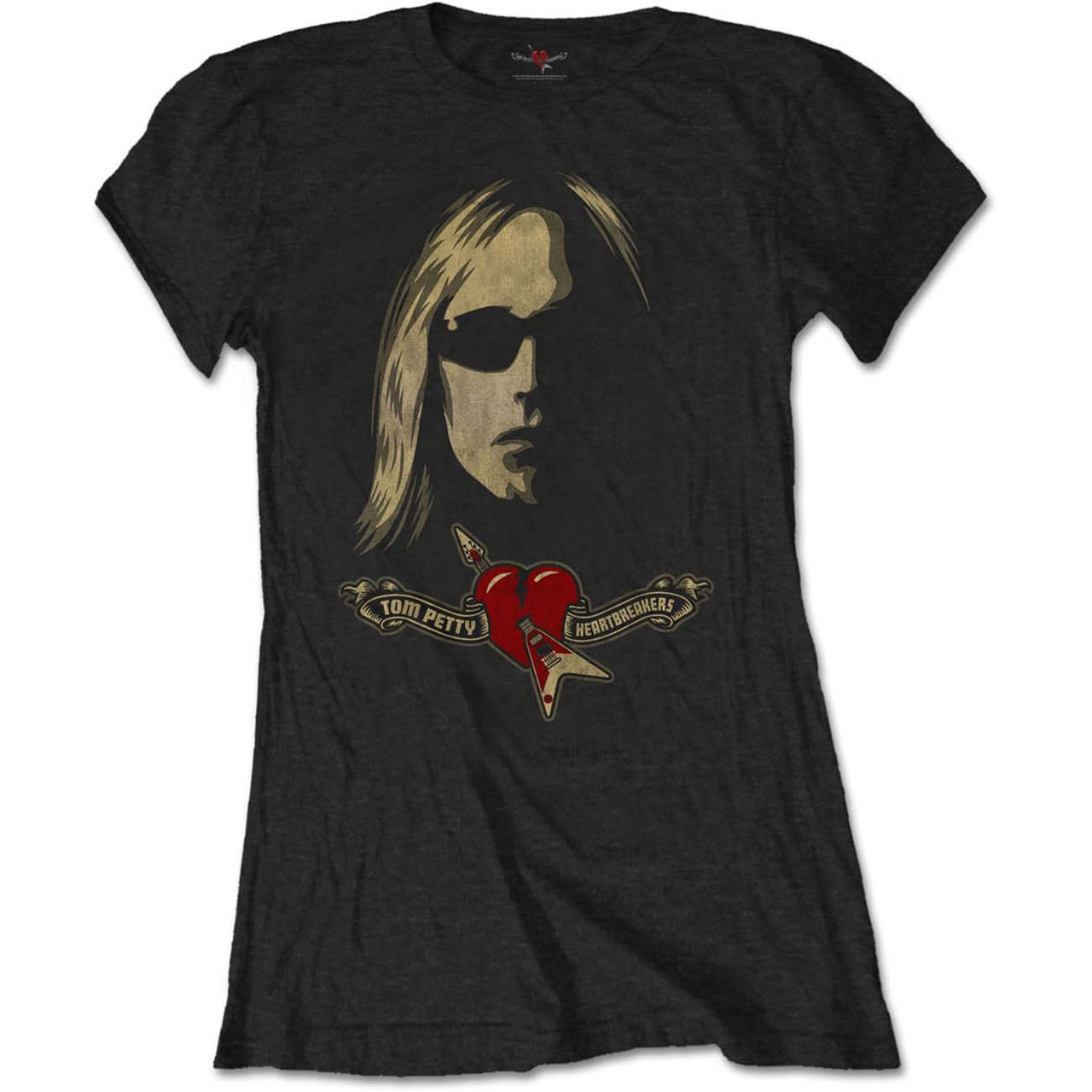 Tom Petty & The Heartbreakers 'Shades & Logo' (Black) Womens Fitted T-Shirt