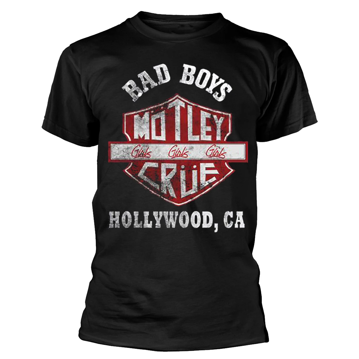 Motley Crue 'Bad Boys Shield' (Black) T-Shirt